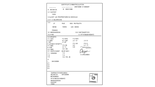 certificat d\'immatriculation certificat d\'immatriculation