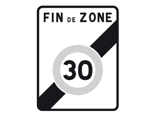 Paneau fin de zone 30 Paneau fin de zone 30