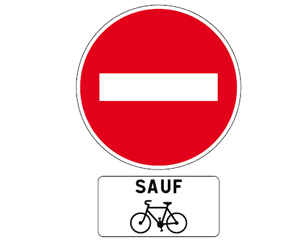 Sens interdit sauf vélos Sens interdit sauf vélos